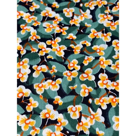 Floral Cotton Fabric 1 Yard Green & Yellow 36" Wide Sewing & Crafts Material - Picture 6 of 13